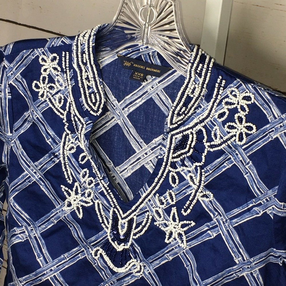 346 Brooks Brothers Beaded Neckline Blouse XXS - Picture 5 of 10